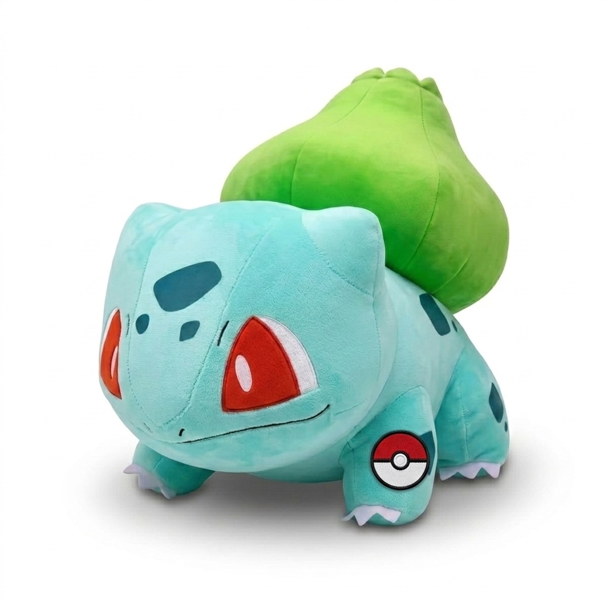 Peluche Bulbasaur con distintivo che prova l'autenticità del prodotto.