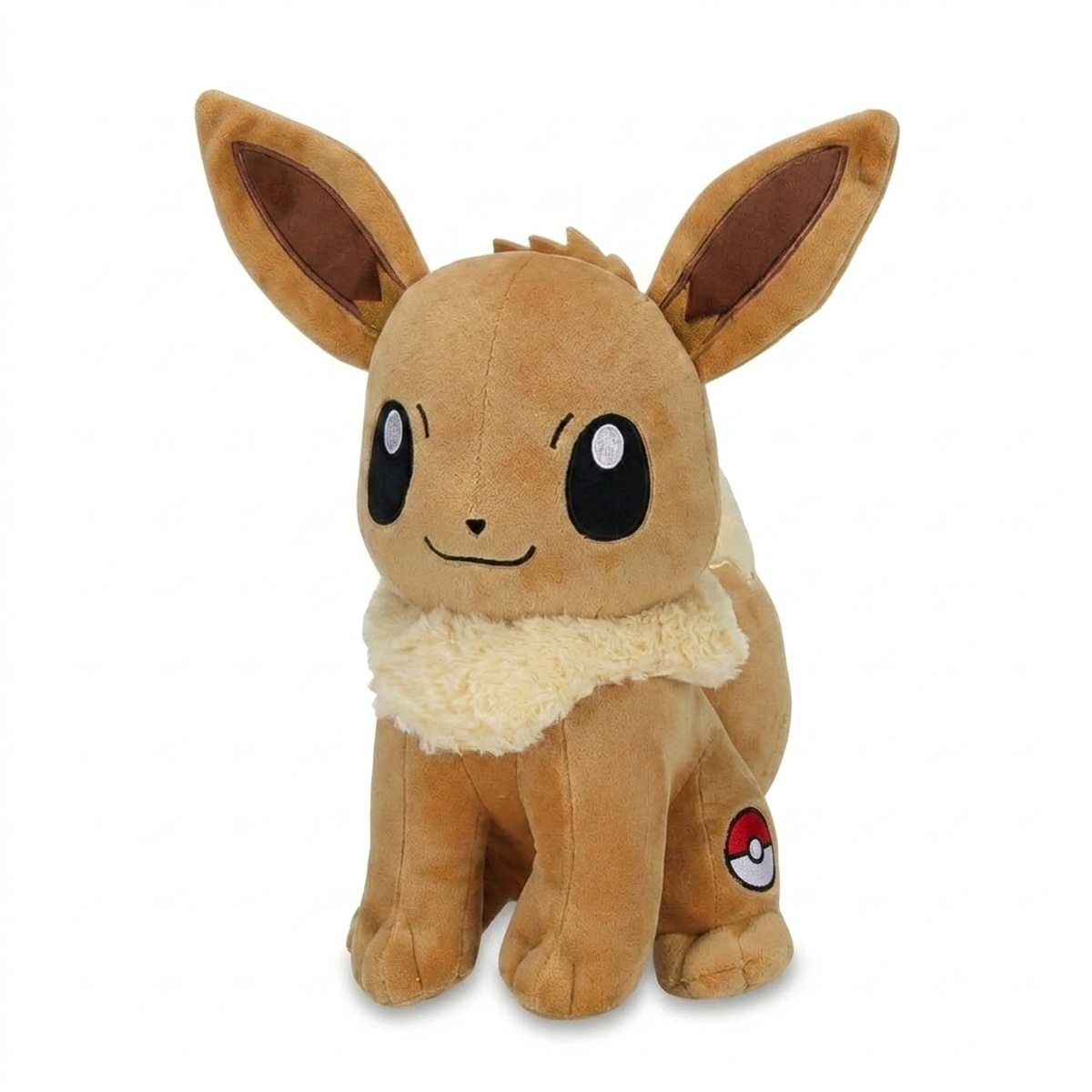 Peluche Eevee con distintivo che prova l'autenticità del prodotto.