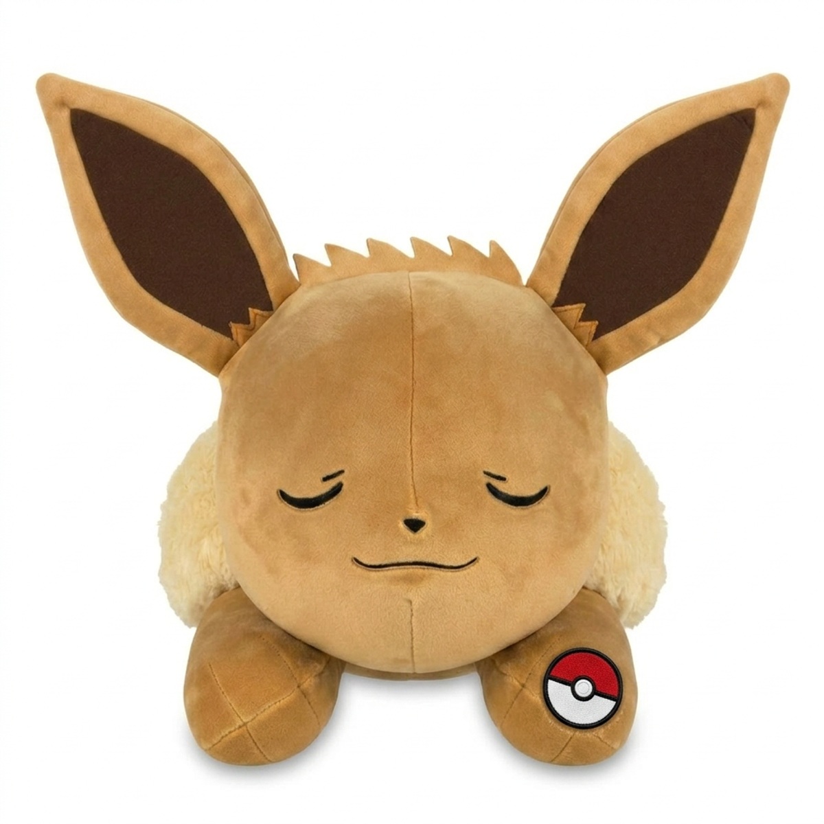 Peluche Eevee con distintivo che prova l'autenticità del prodotto.