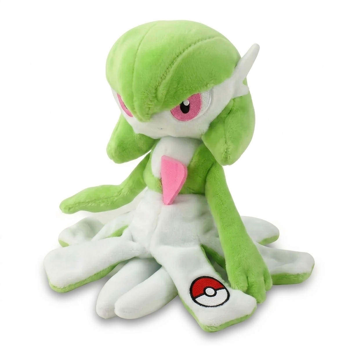 Peluche Gardevoir con distintivo che prova l'autenticità del prodotto.