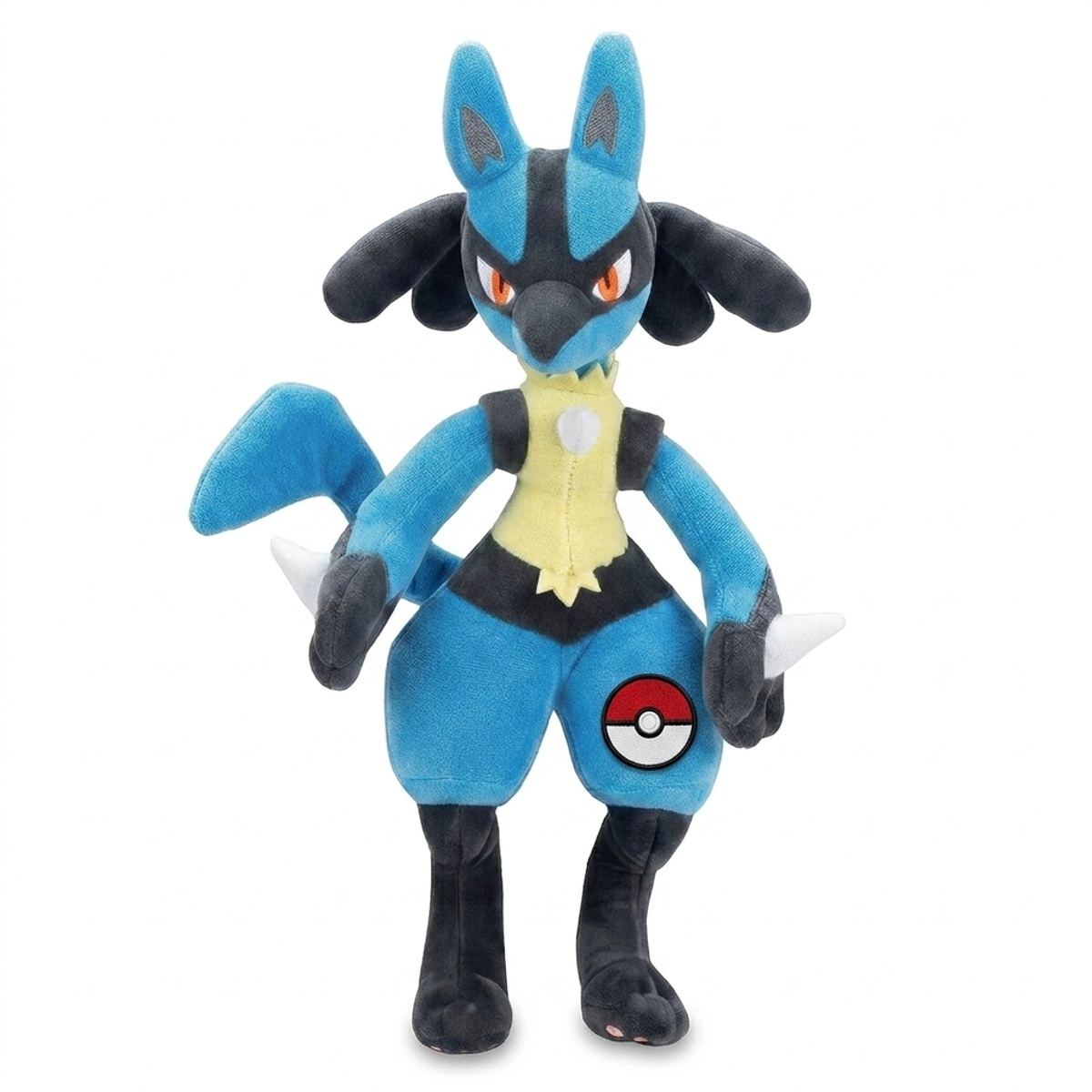 Peluche Lucario con distintivo che prova l'autenticità del prodotto.