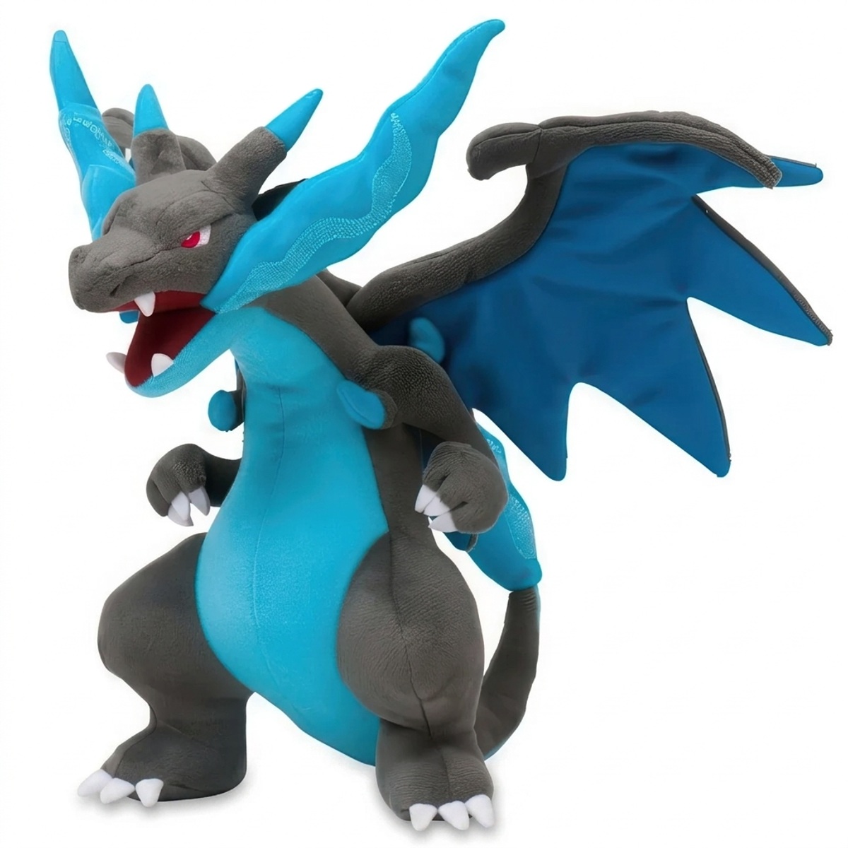 Peluche Mega Charizard X vista di 3/4