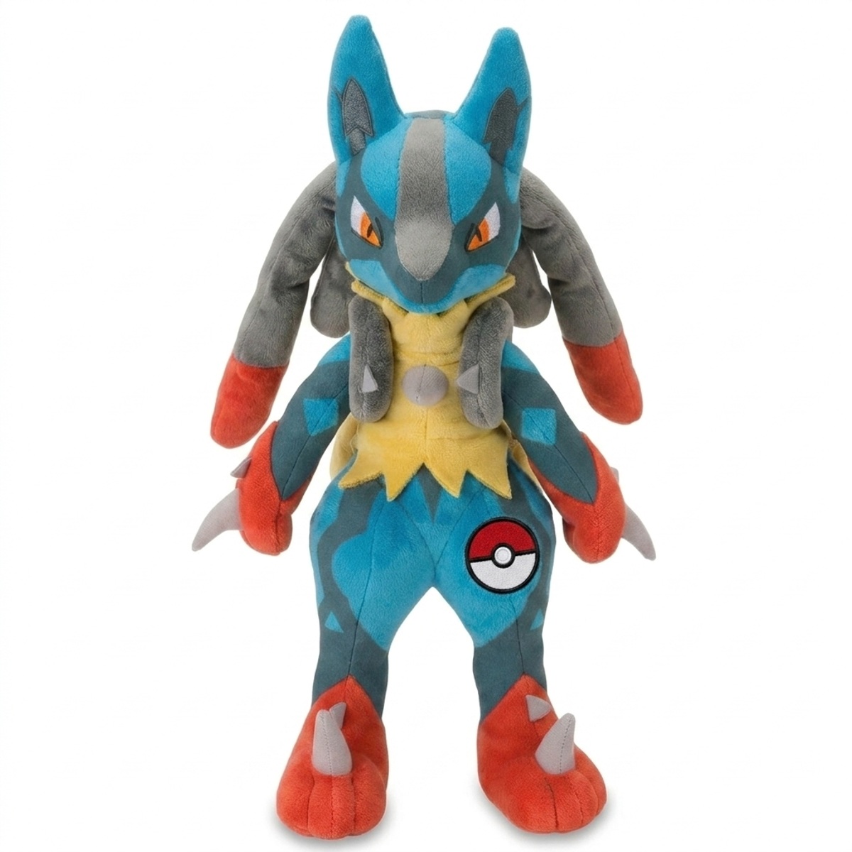 Peluche Lucario con distintivo che prova l'autenticità del prodotto.