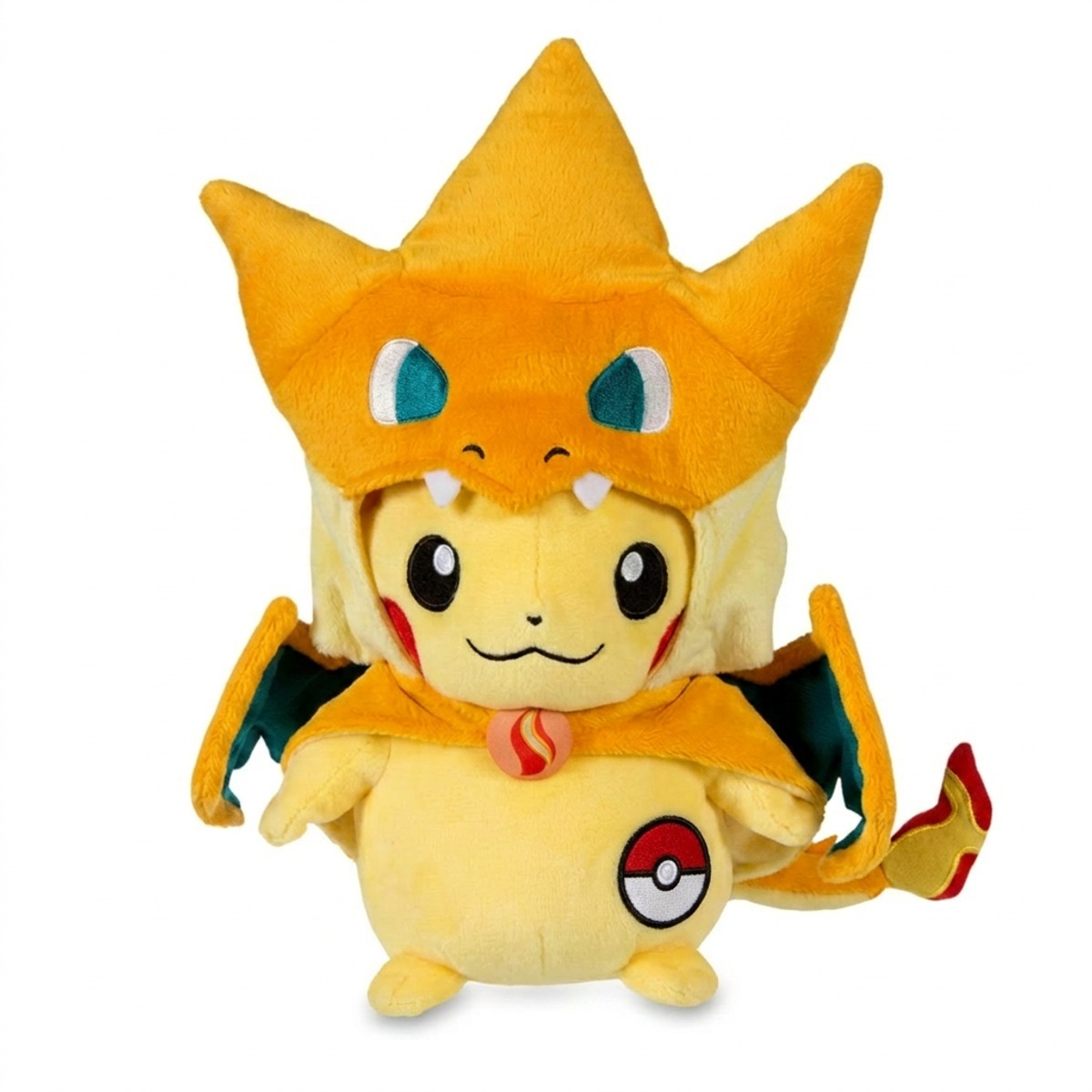 Peluche Charizard con distintivo che prova l'autenticità del prodotto.