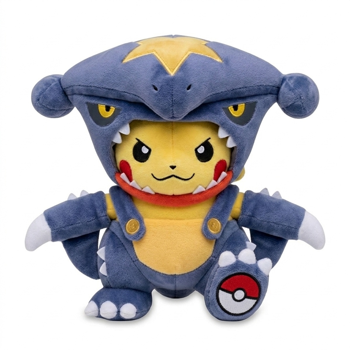 Peluche Garchomp con distintivo che prova l'autenticità del prodotto.