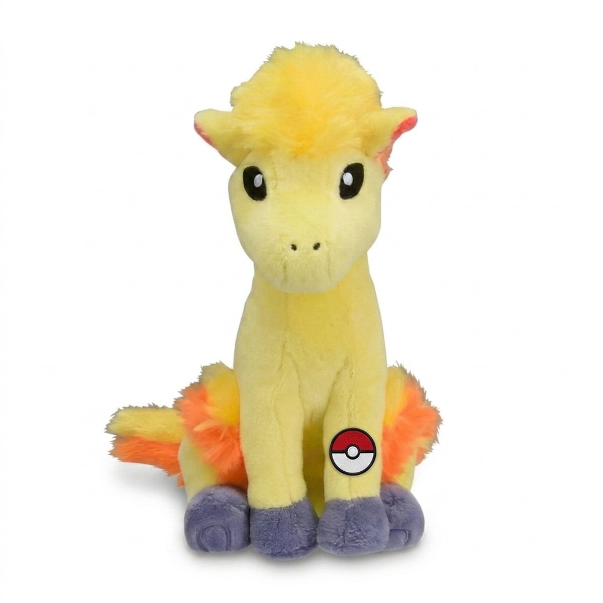 Peluche Ponyta con distintivo che prova l'autenticità del prodotto.