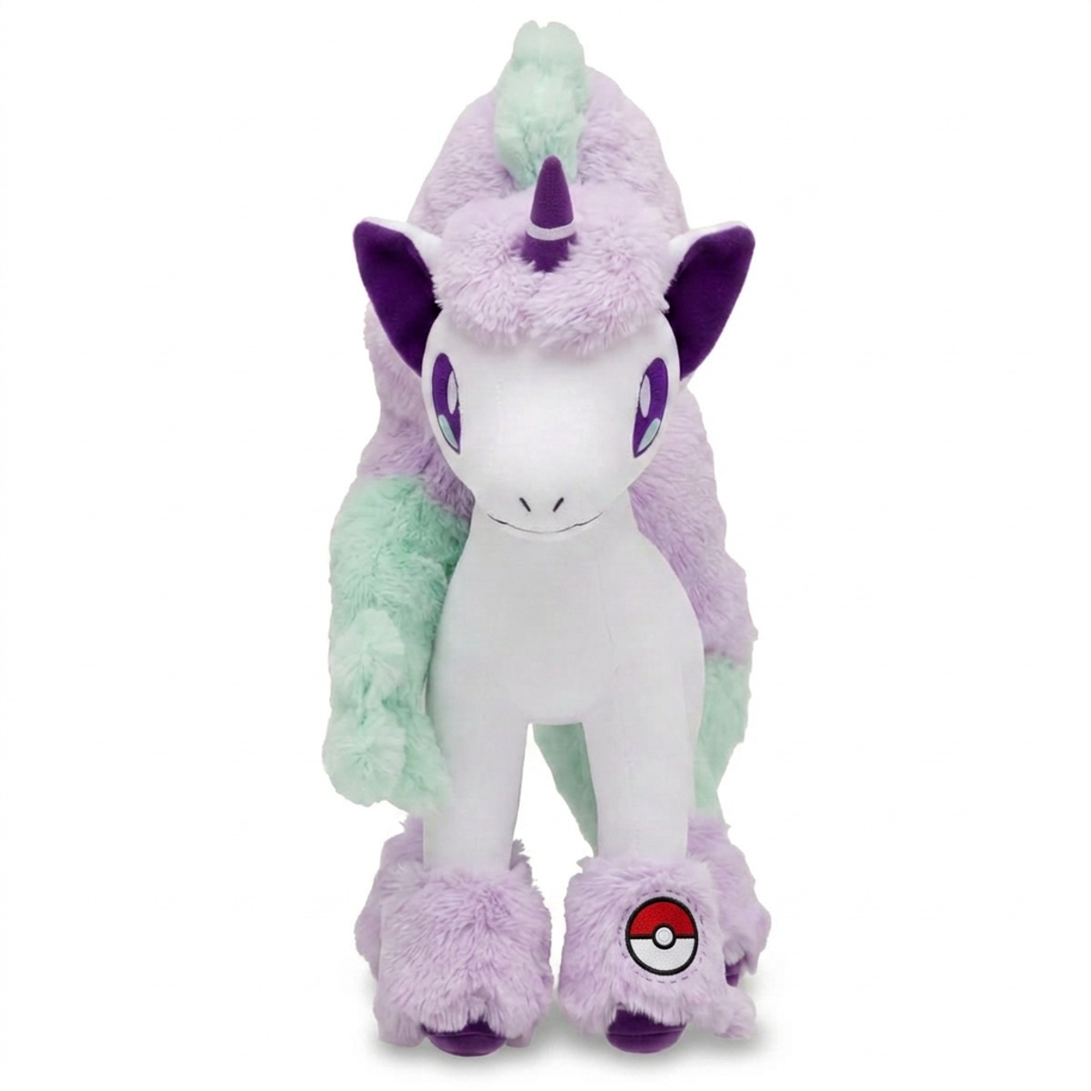 Peluche Ponyta con distintivo che prova l'autenticità del prodotto.
