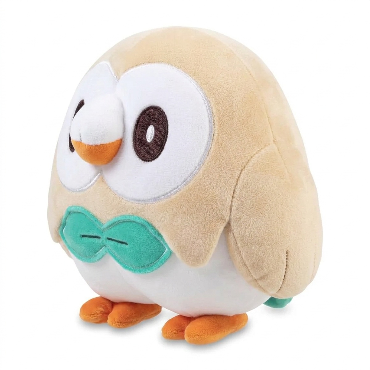 Peluche Rowlet vista di tre quarti