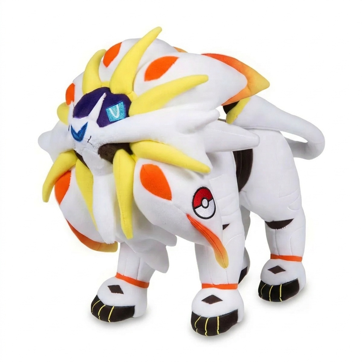 Peluche Solgaleo con distintivo che prova l'autenticità del prodotto.