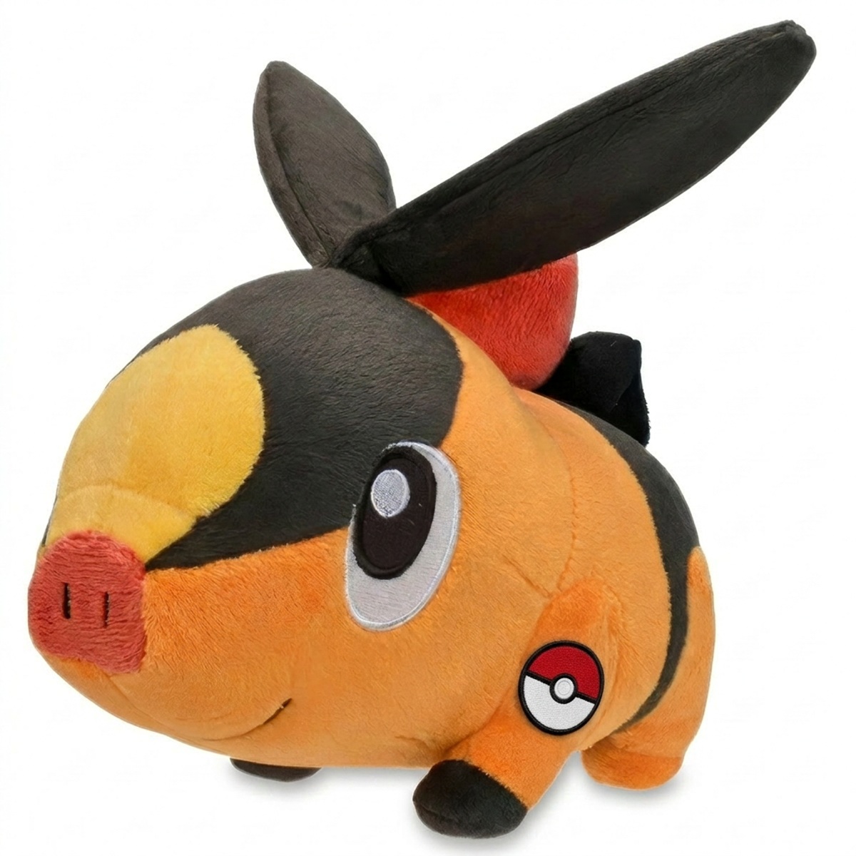 Peluche Tepig con distintivo che prova l'autenticità del prodotto.