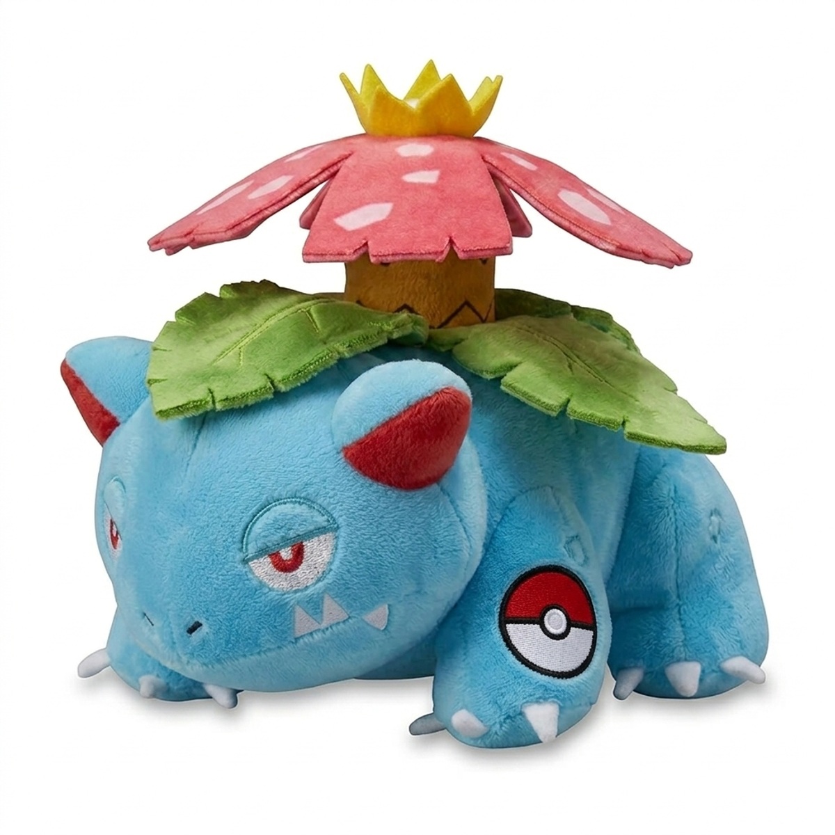 Peluche Venusaur con distintivo che prova l'autenticità del prodotto.