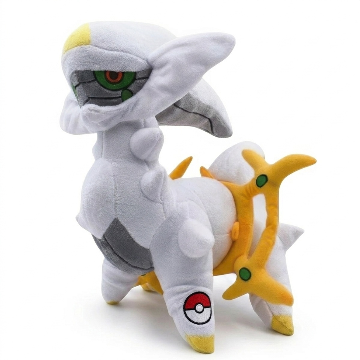 Peluche Arceus con distintivo che prova l'autenticità del prodotto.