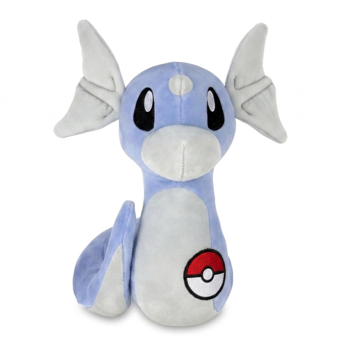 Peluche Dratini con distintivo che prova l'autenticità del prodotto.