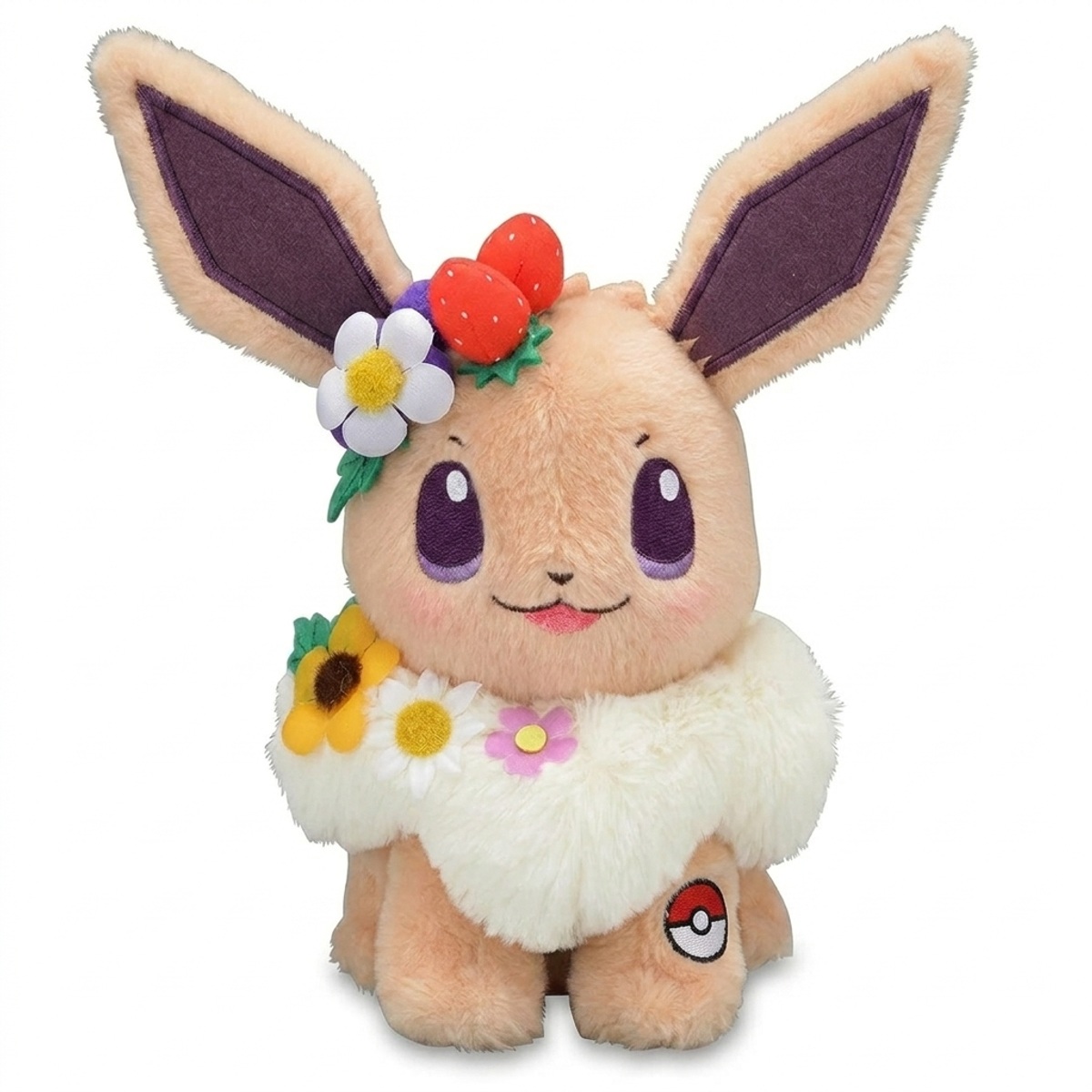 Peluche Eevee con distintivo che prova l'autenticità del prodotto.
