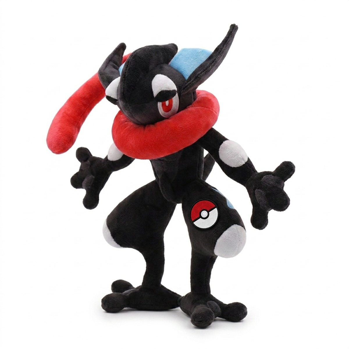 Peluche Greninja con distintivo che prova l'autenticità del prodotto.