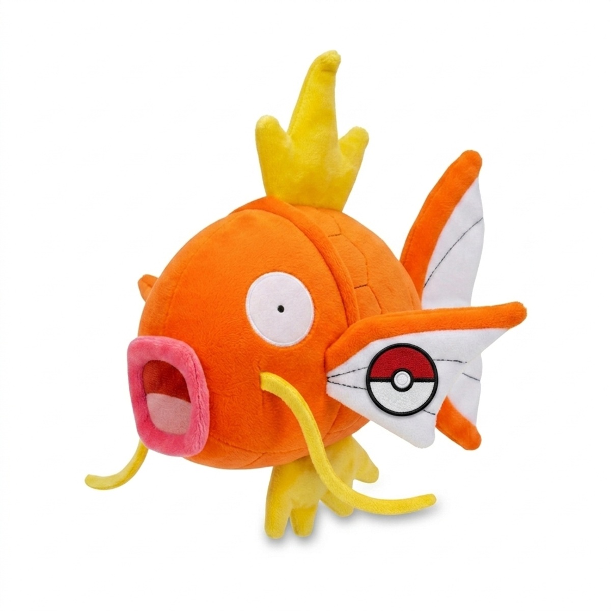 Peluche Magikarp con distintivo che prova l'autenticità del prodotto.
