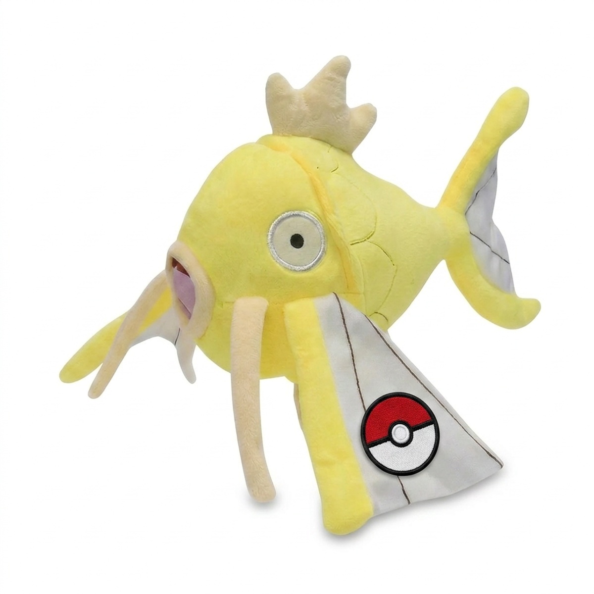 Peluche Magikarp con distintivo che prova l'autenticità del prodotto.