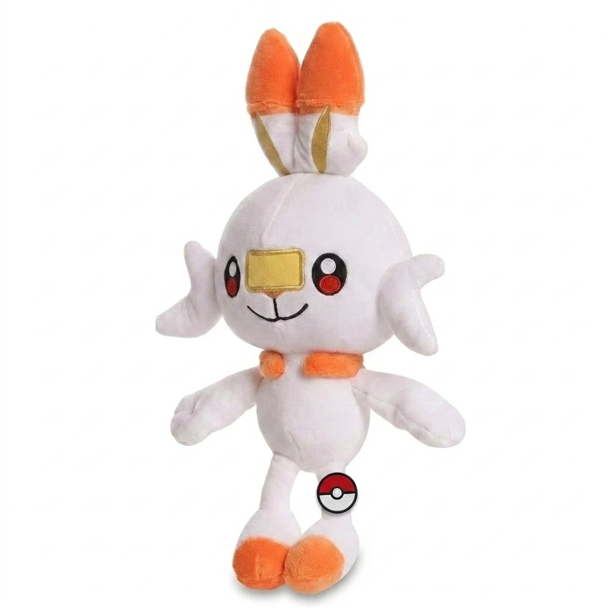 Peluche Scorbunny con distintivo che prova l'autenticità del prodotto.