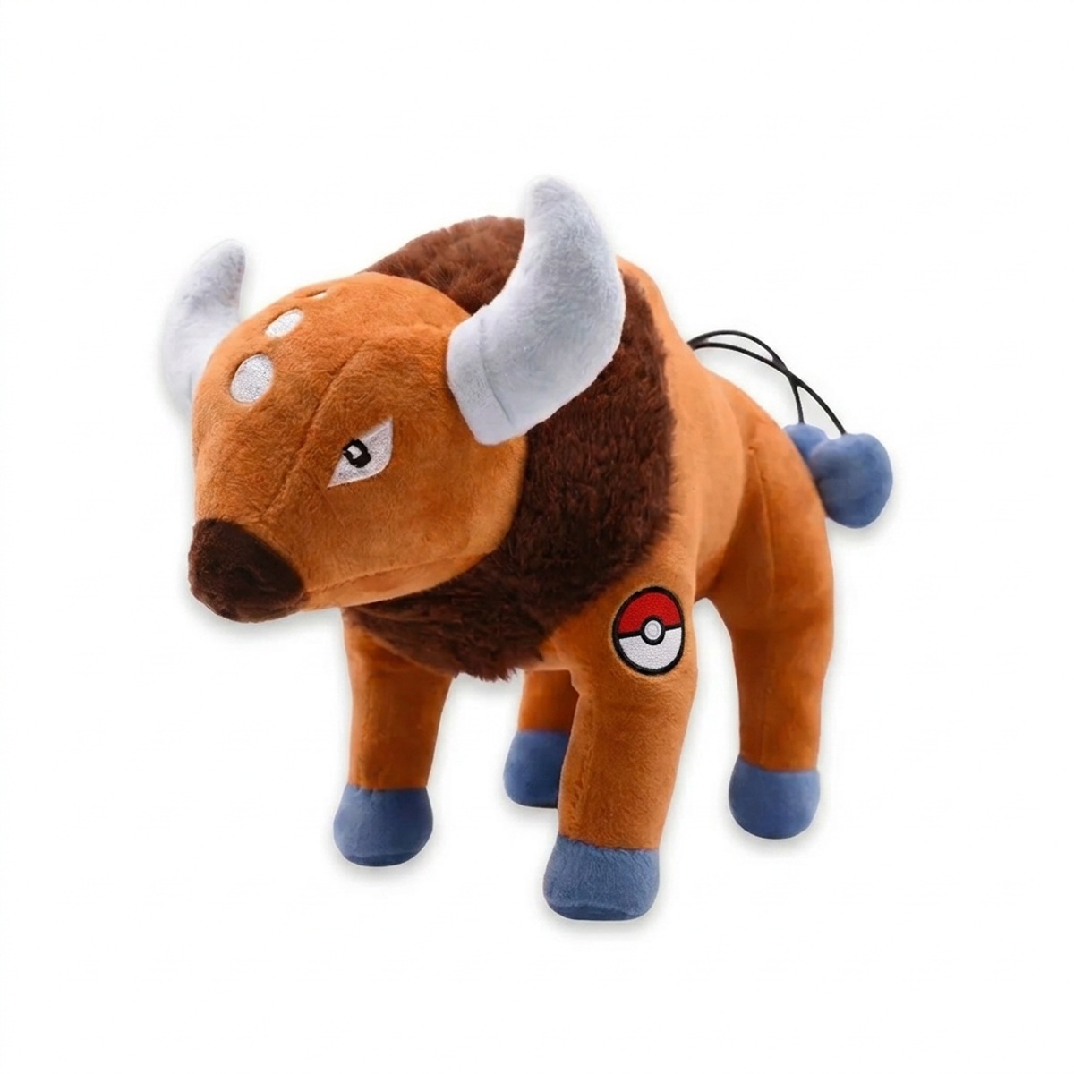 Peluche Tauros con distintivo che prova l'autenticità del prodotto.