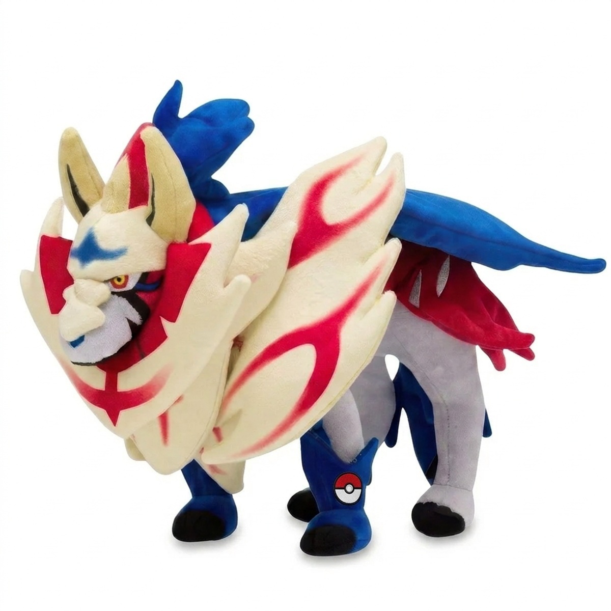 Peluche Zamazenta con distintivo che prova l'autenticità del prodotto.