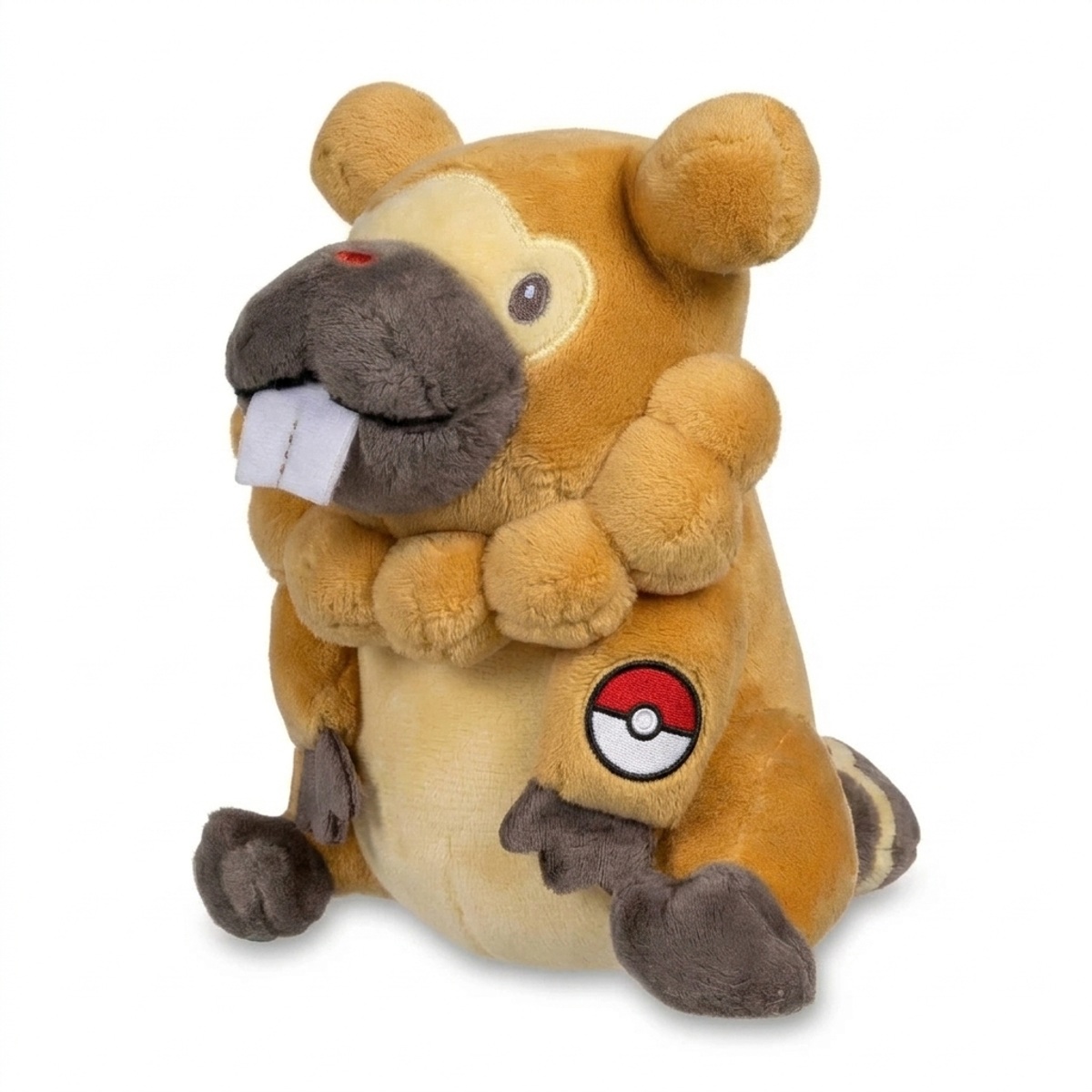 Peluche Bidoof con distintivo che prova l'autenticità del prodotto.