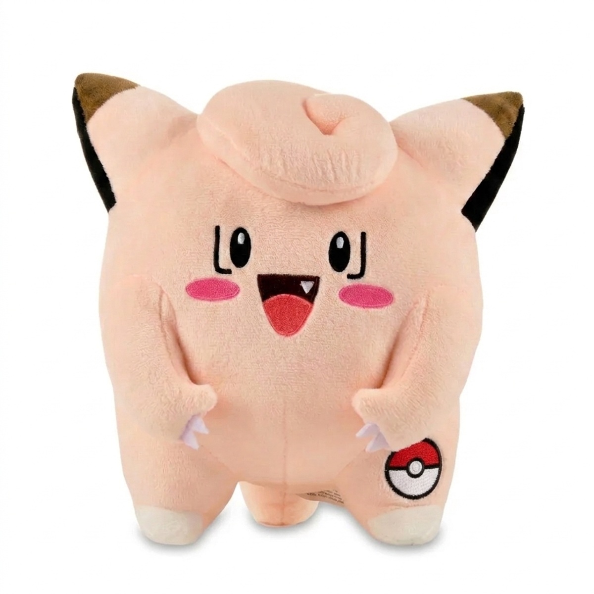 Peluche Clefairy con distintivo che prova l'autenticità del prodotto.