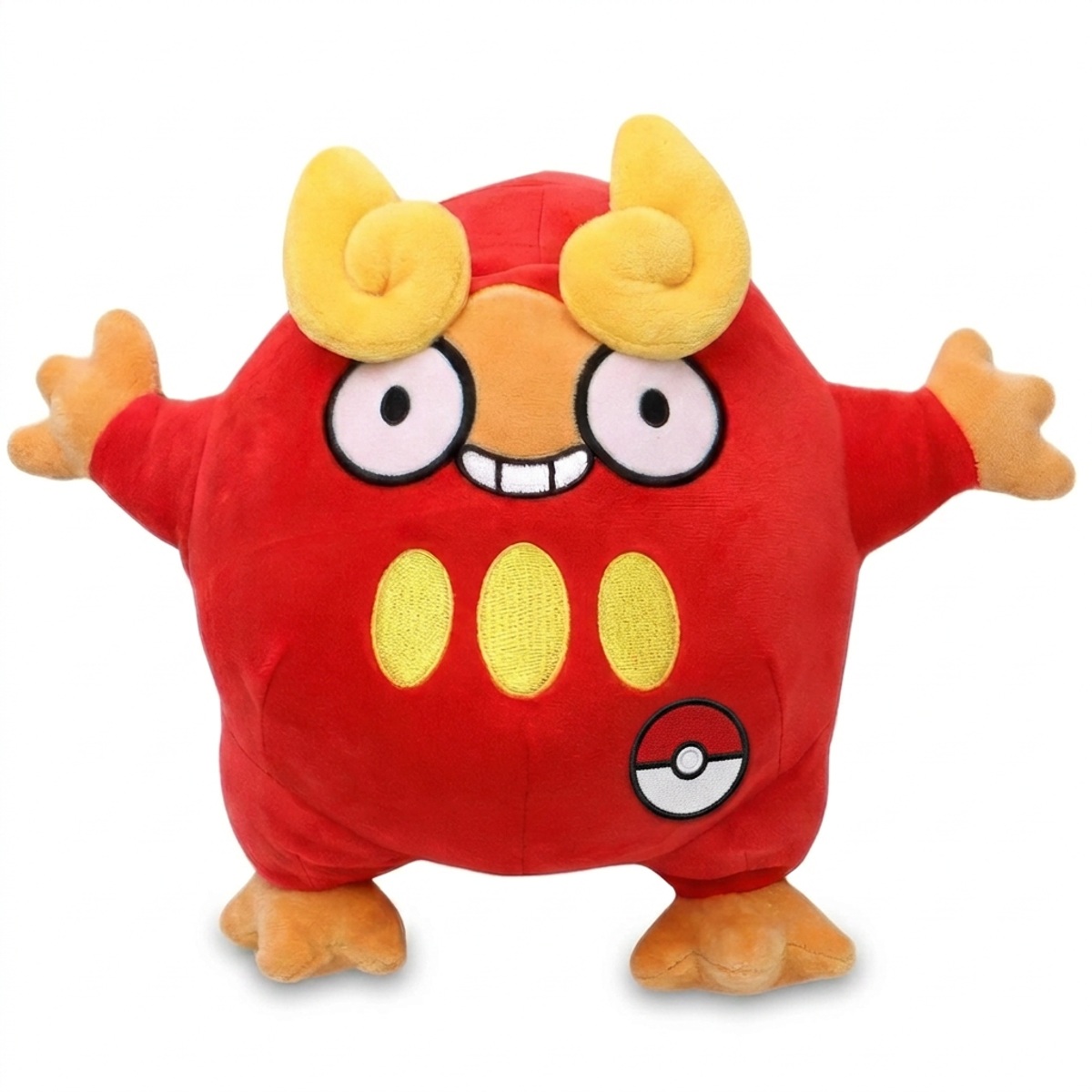 Peluche Darumaka con distintivo che prova l'autenticità del prodotto.