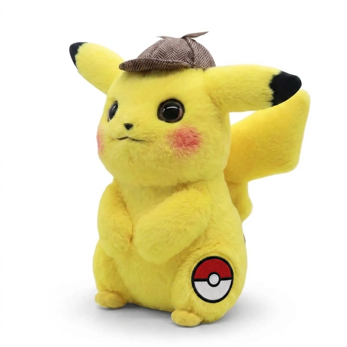 Peluche Pikachu con distintivo che prova l'autenticità del prodotto.