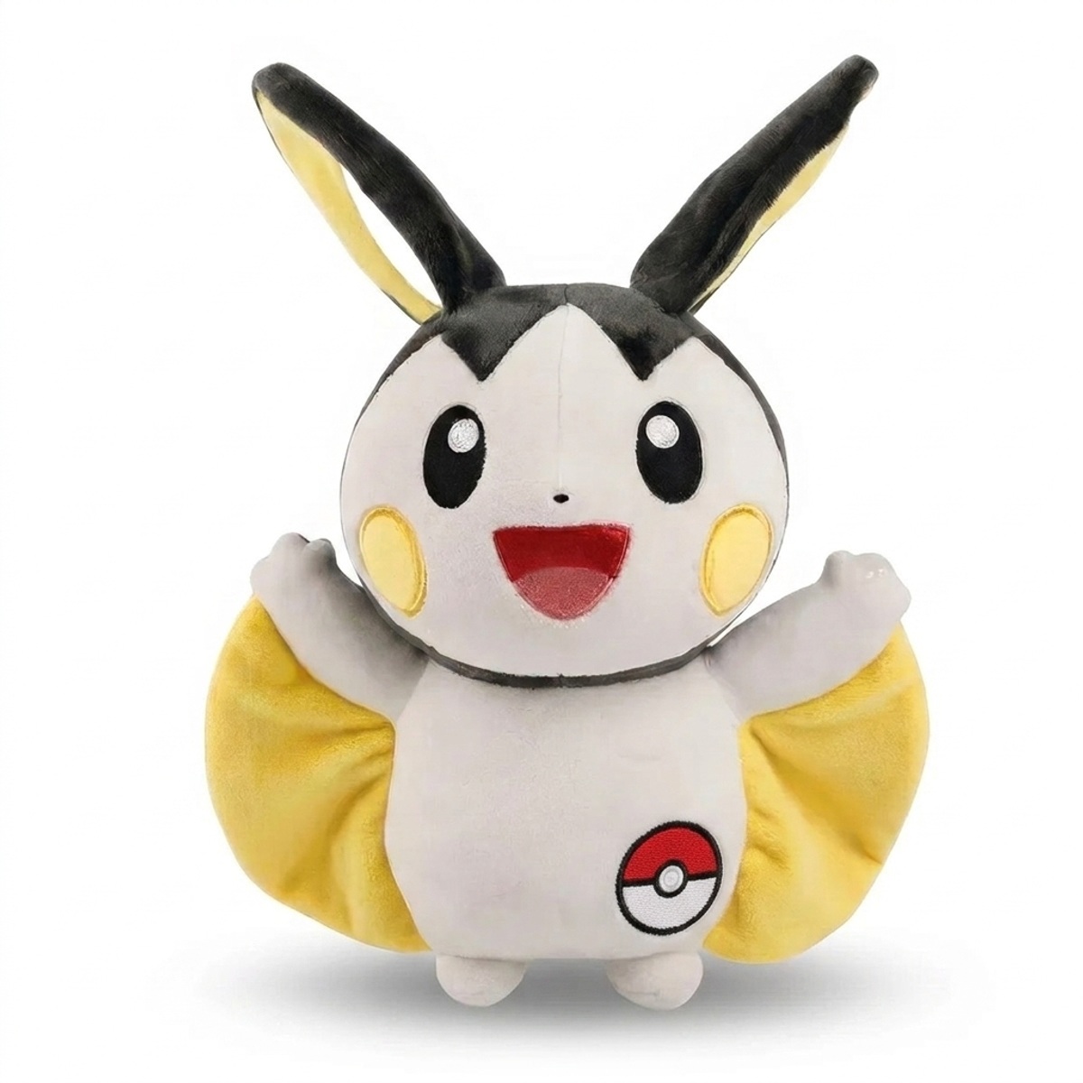 Peluche Emolga con distintivo che prova l'autenticità del prodotto.