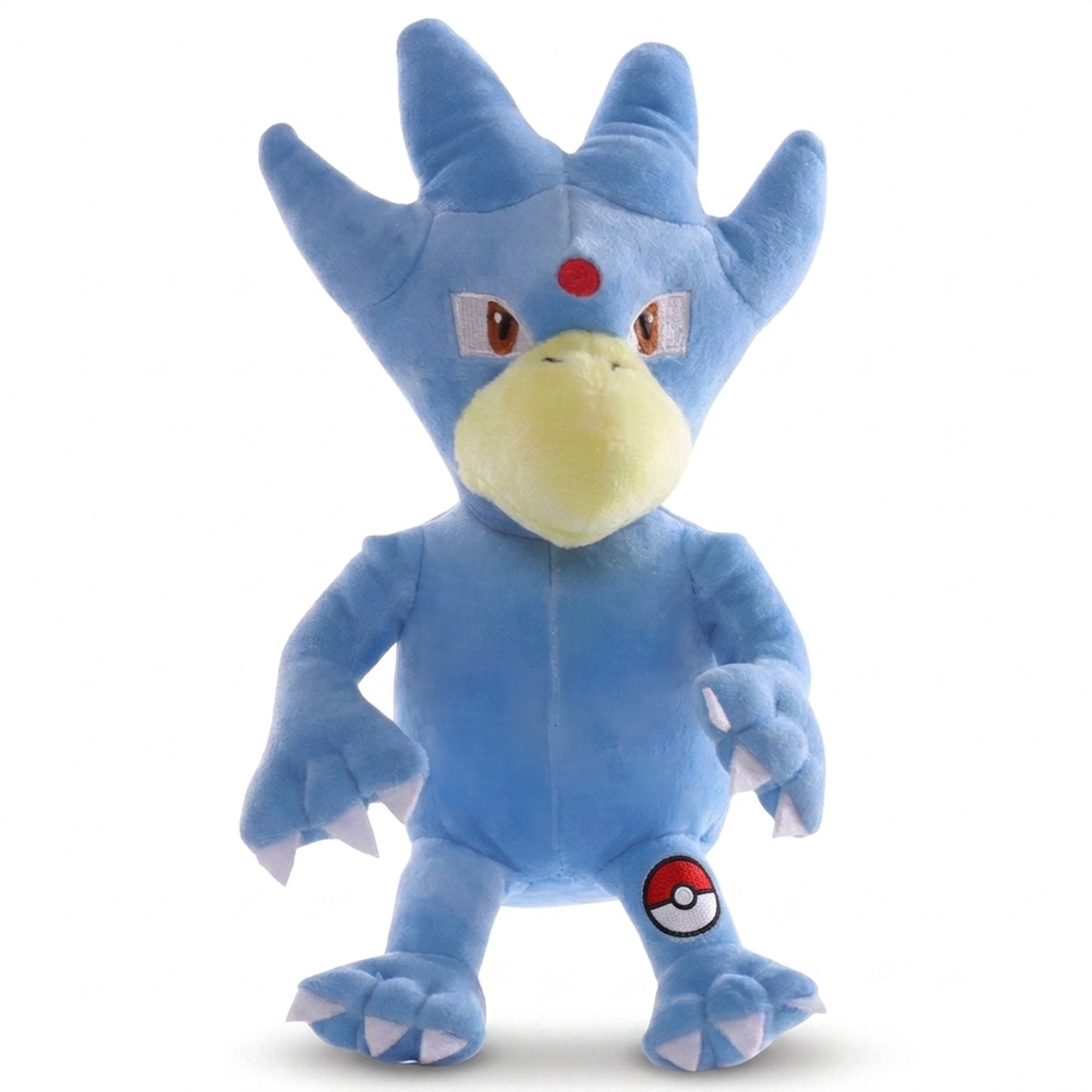 Peluche Golduck con distintivo che prova l'autenticità del prodotto.