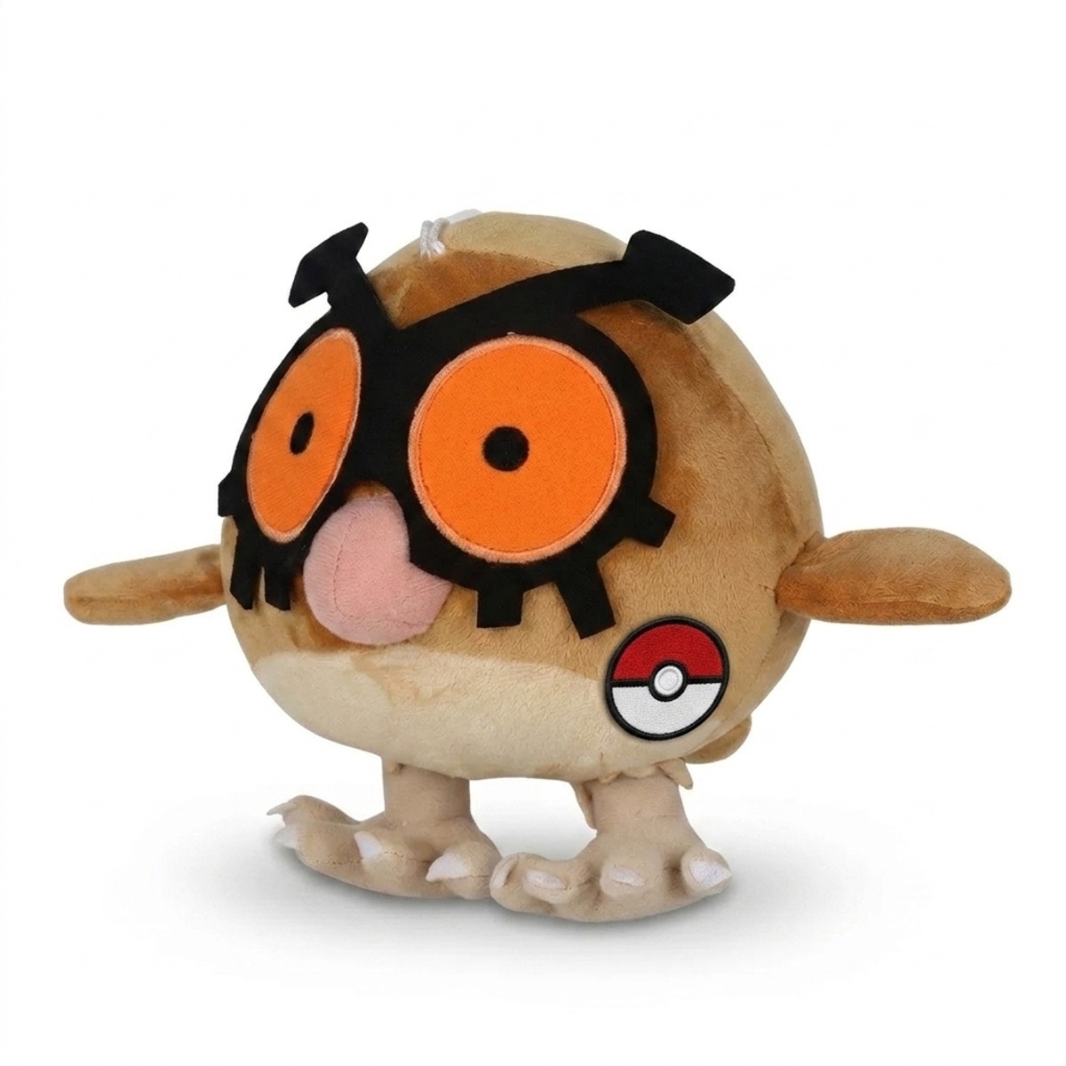 Peluche Hoothoot con distintivo che prova l'autenticità del prodotto.