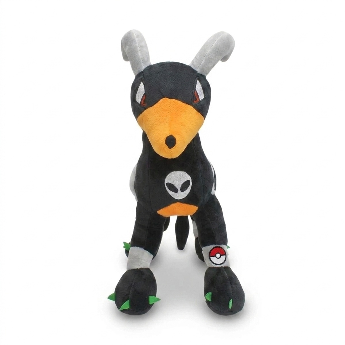 Peluche Houndoom con distintivo che prova l'autenticità del prodotto.