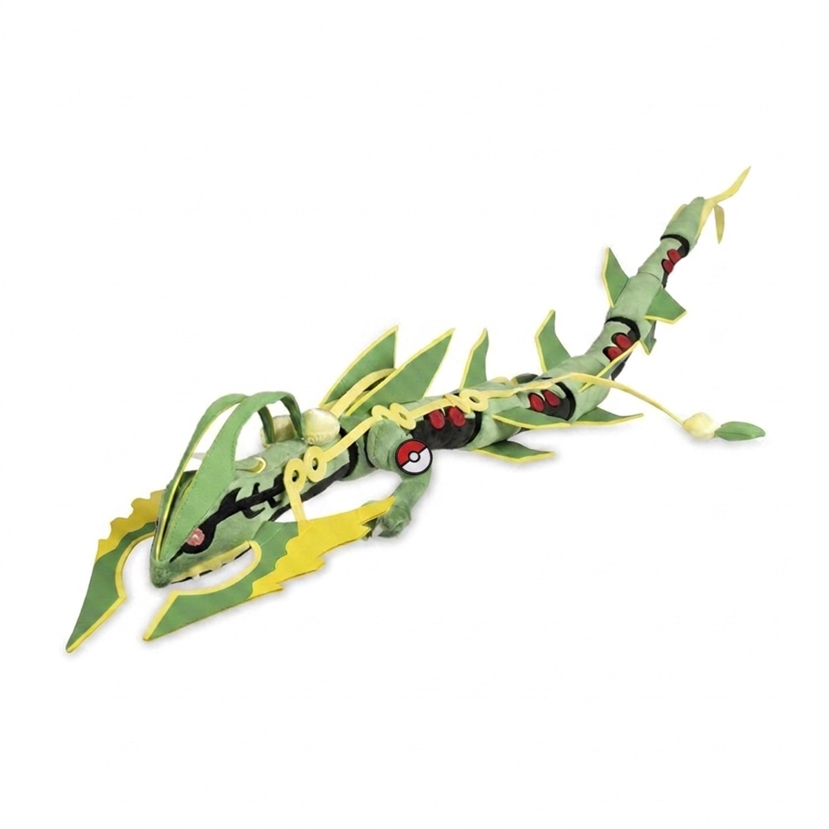 Peluche Rayquaza con distintivo che prova l'autenticità del prodotto.