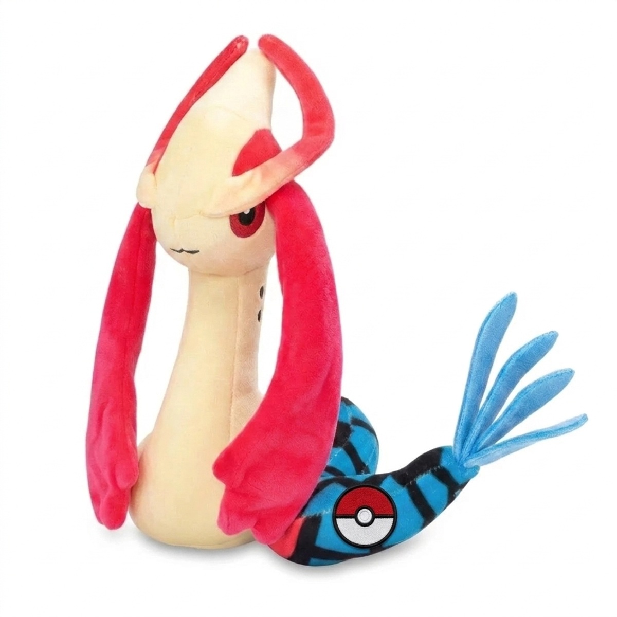 Peluche Milotic con distintivo che prova l'autenticità del prodotto.