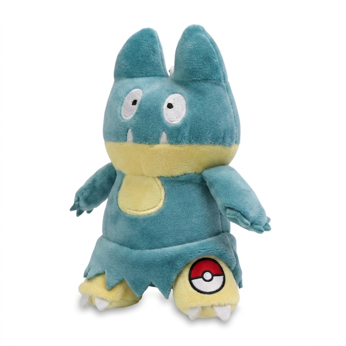 Peluche Munchlax con distintivo che prova l'autenticità del prodotto.