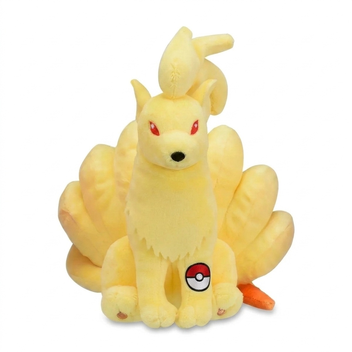 Peluche Ninetales con distintivo che prova l'autenticità del prodotto.