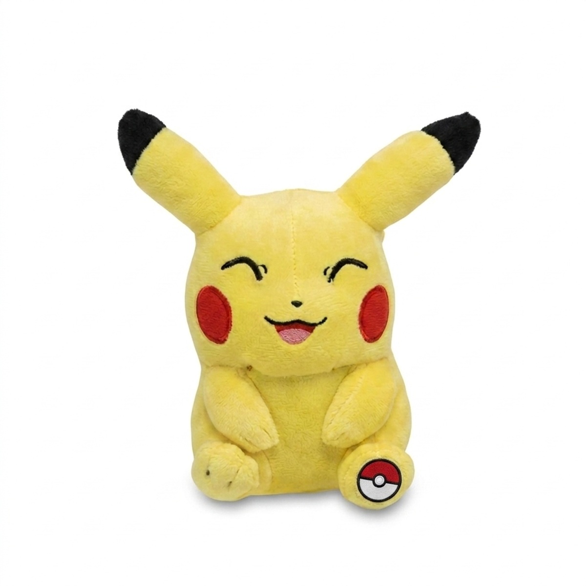 Peluche Pikachu con distintivo che prova l'autenticità del prodotto.