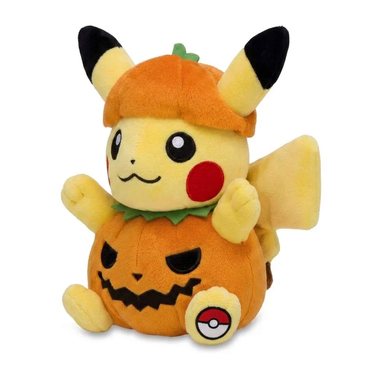 Peluche Pikachu con distintivo che prova l'autenticità del prodotto.