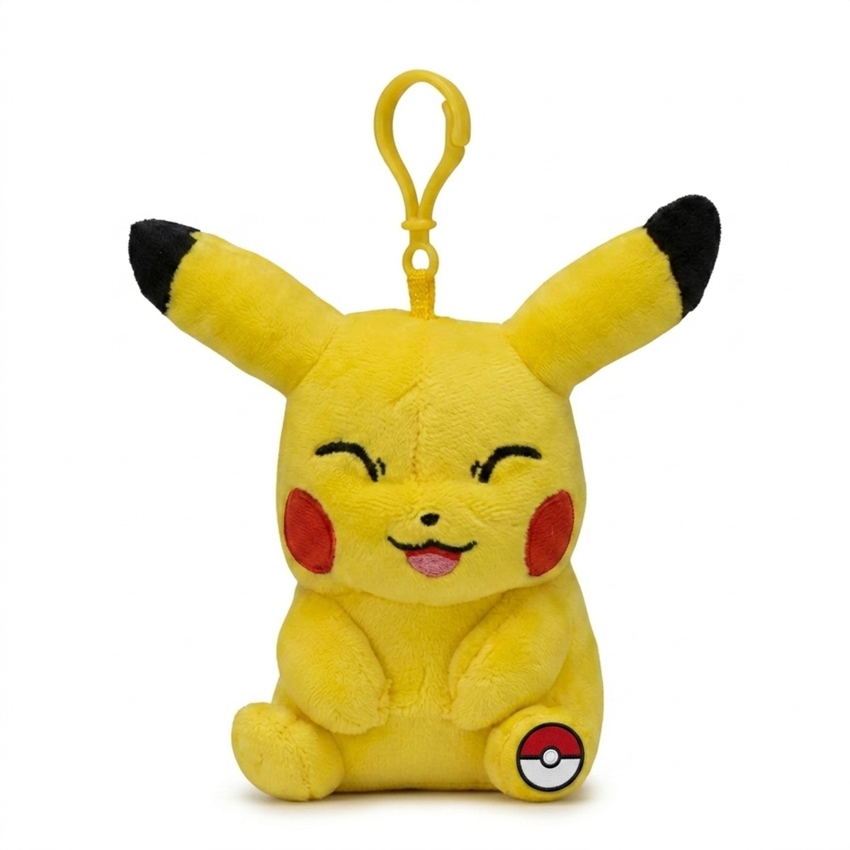 Peluche Pikachu con distintivo che prova l'autenticità del prodotto.