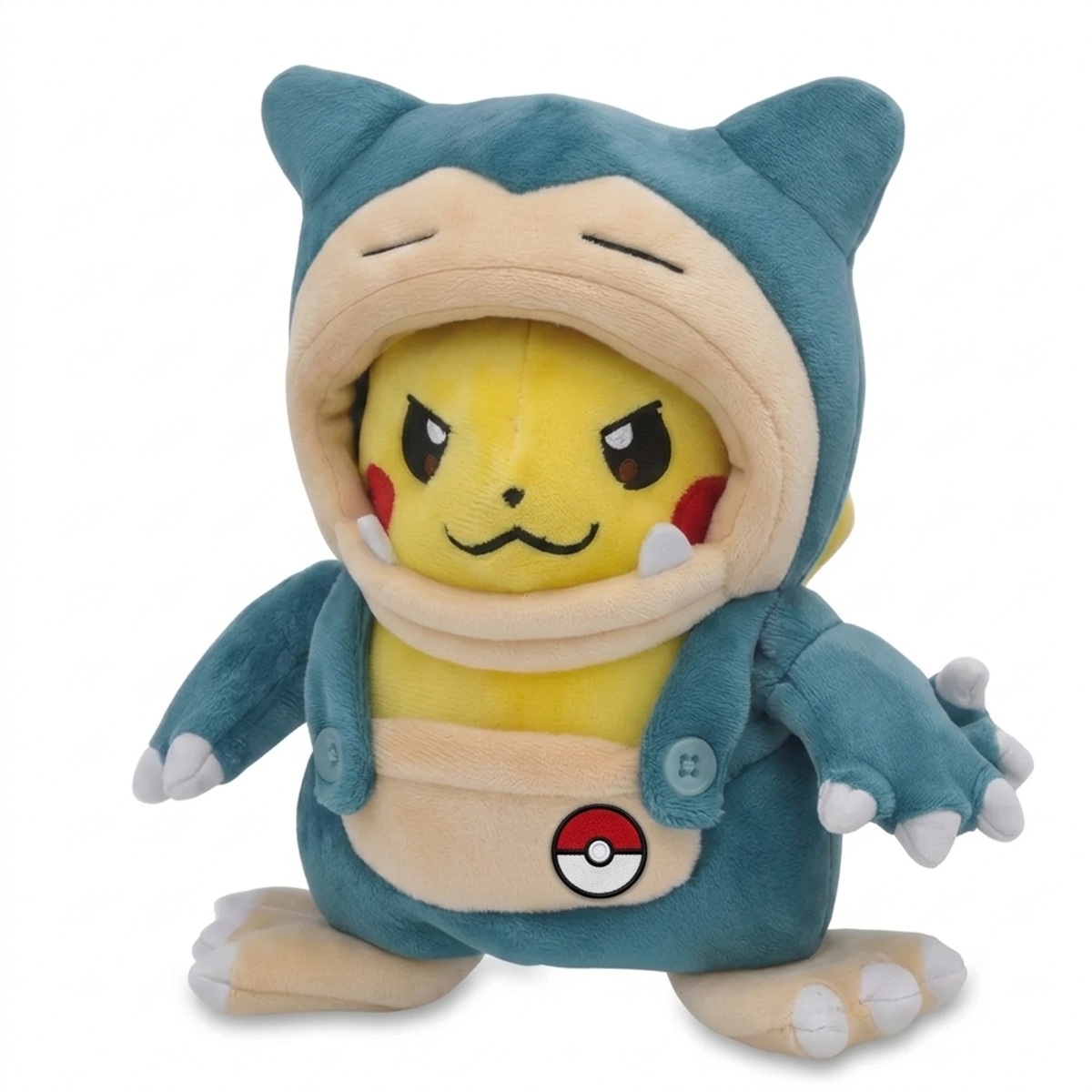 Peluche Pikachu con distintivo che prova l'autenticità del prodotto.