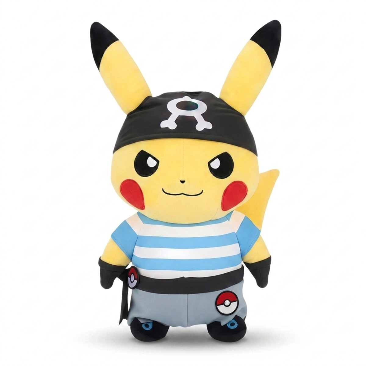 Peluche Pikachu con distintivo che prova l'autenticità del prodotto.