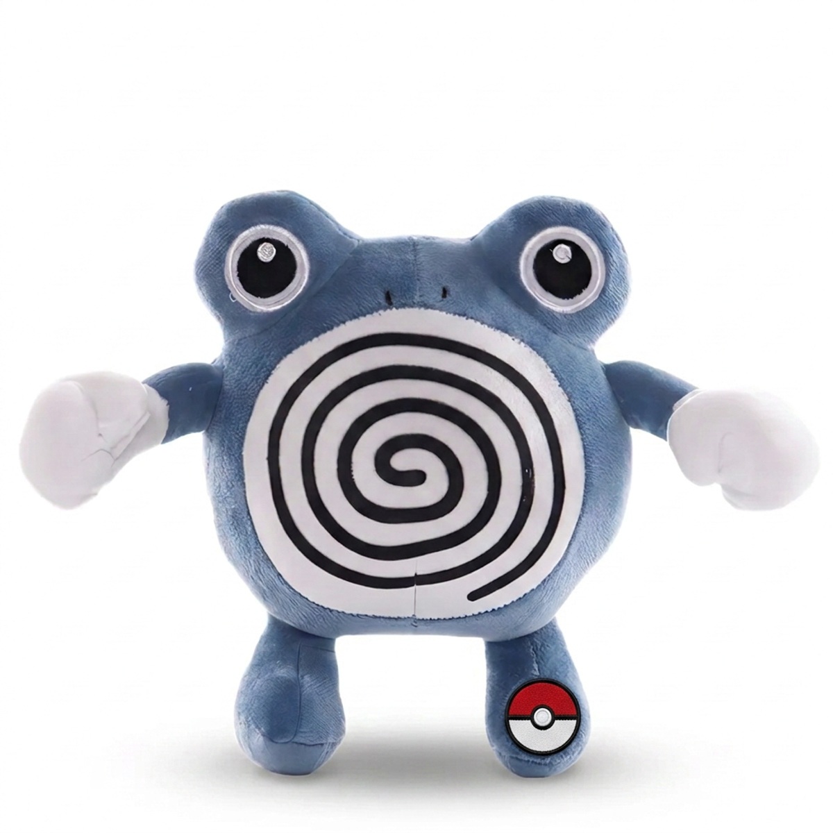Peluche Poliwhirl con distintivo che prova l'autenticità del prodotto.