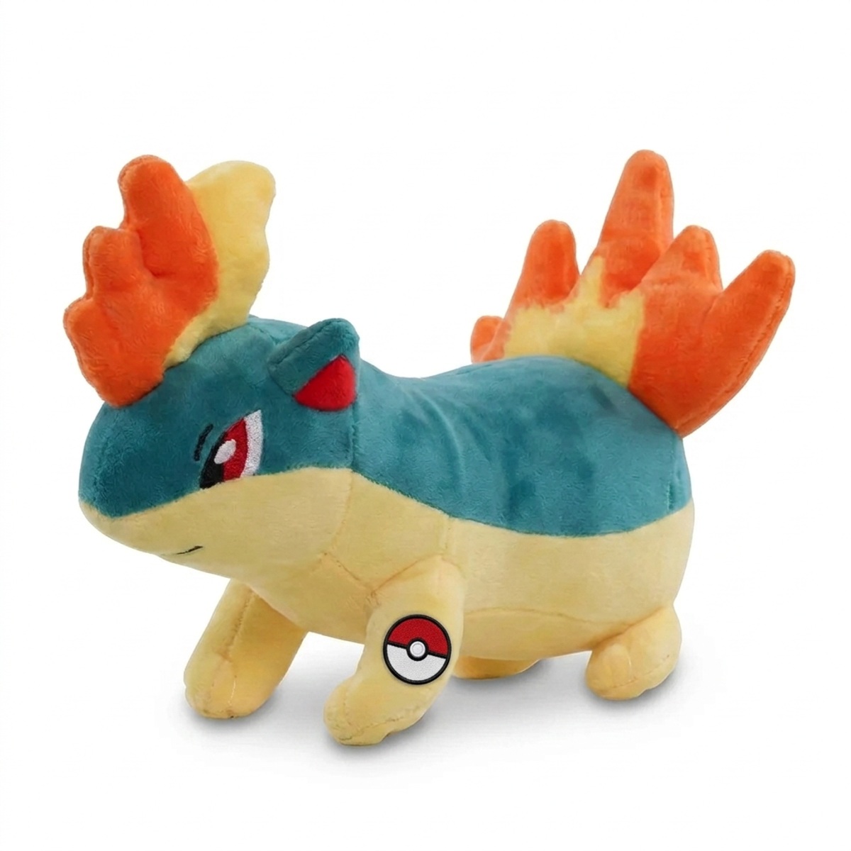 Peluche Quilava con distintivo che prova l'autenticità del prodotto.