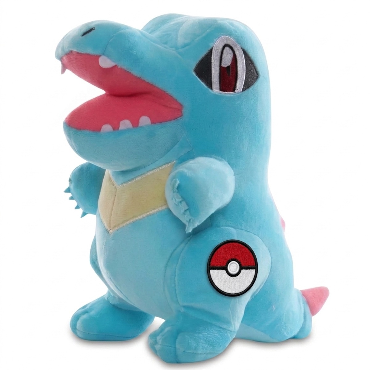 Peluche Totodile con distintivo che prova l'autenticità del prodotto.