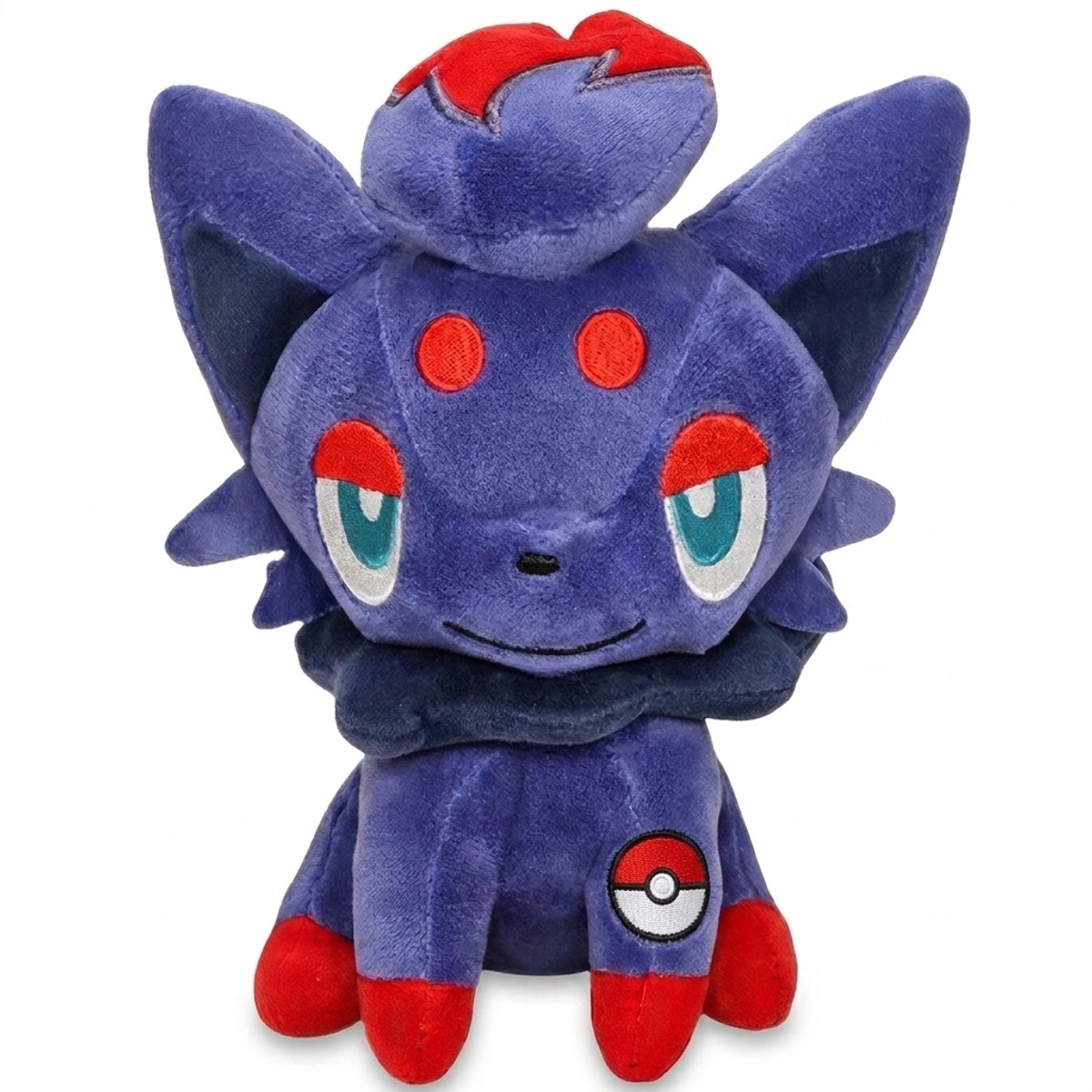 Peluche Zorua con distintivo che prova l'autenticità del prodotto.
